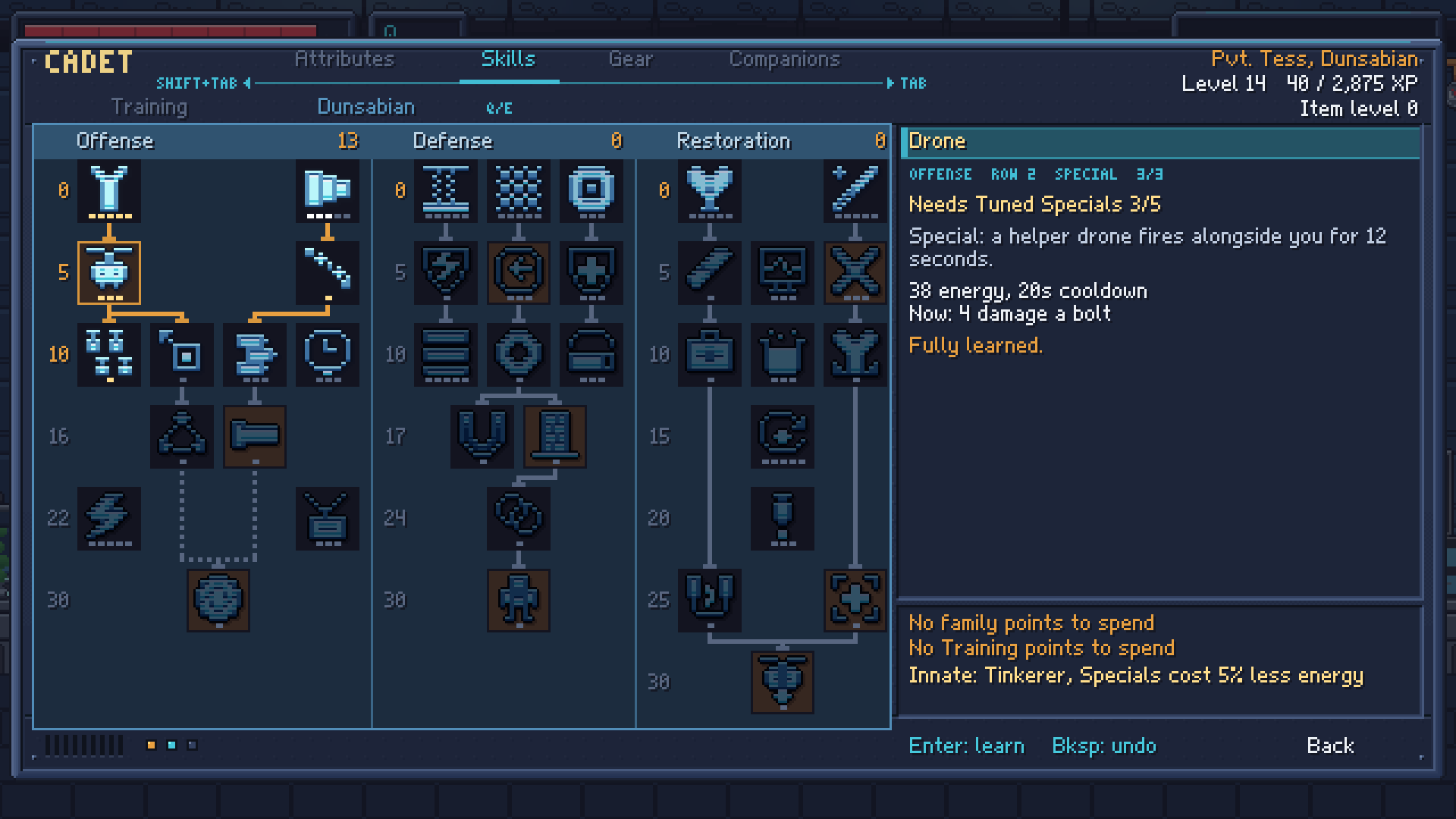 The skill trees